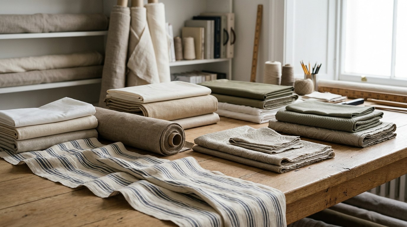 Active Crafts fabrics — rolls of cotton and linen fabric